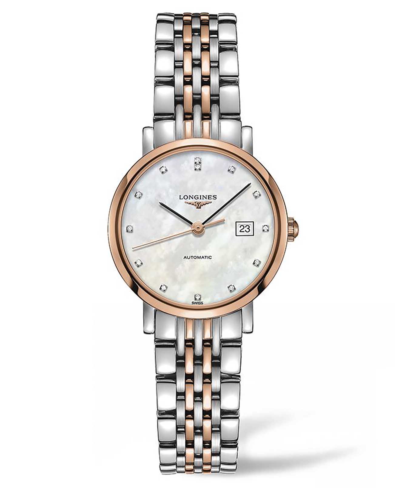 Longines Longines Elegant Collection L4.310.5.87.7  L43105877 механические женские часы белый циферблат, браслет нержавеющая сталь — вид спереди